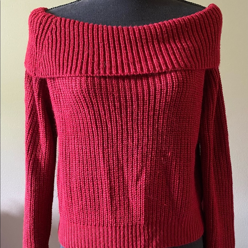Off the shoulder red sweater, never worn. Size medium